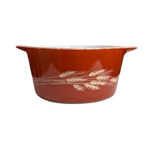 Vintage Pyrex‎ Mixing Bowl Autumn Harvest Wheat Pattern Collectible 7 inch Retro